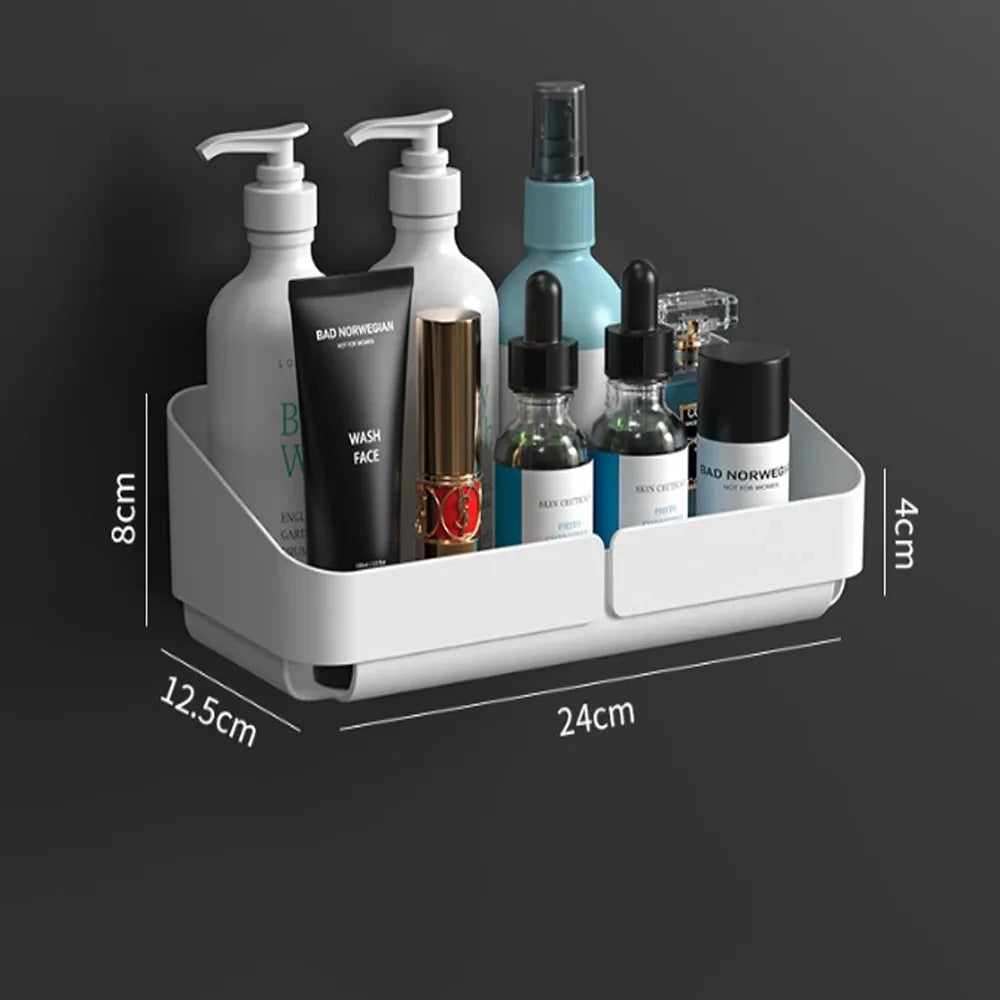 No-Drill Bathroom Shower Shelf – Wall-Mounted Shampoo &amp; Spice Rack Organizer