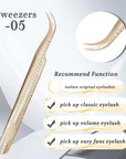 CoMango Wood Grain Anti-Slip Eyelash Extension Tweezers – Premium Gold Stainless Steel