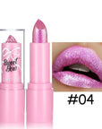 Metallic Pink Glitter Lipstick – Long-Lasting High Shine Diamond Nude Shimmer