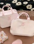 3-Layer Pink Bow Travel Toiletry Bag – Large Capacity Cosmetic Organizer