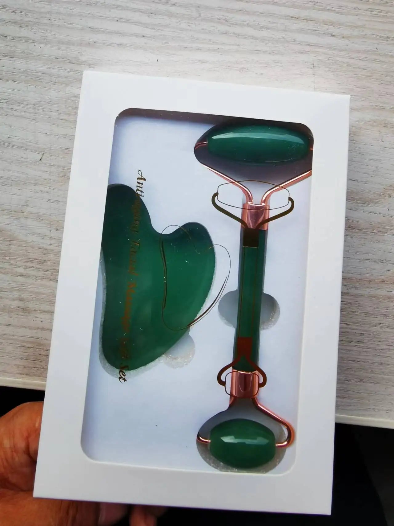Jade Roller &amp; Gua Sha Facial Tool Set – Reduces Puffiness for Face, Neck &amp; Eyes