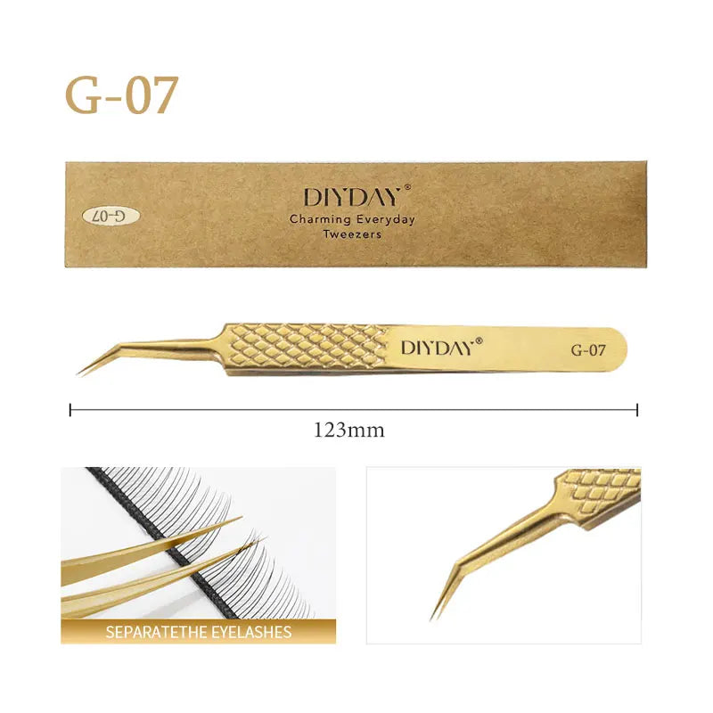 DIYDAY Anti-Slip Fiber Tip Eyelash Extension Tweezers – Precision Stainless Steel Tool