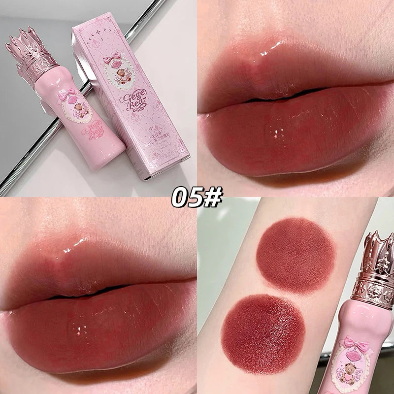 Gege Bear Velvet Matte Lip Mud – Waterproof Non-Stick Coral Red &amp; Nude Lip Tint