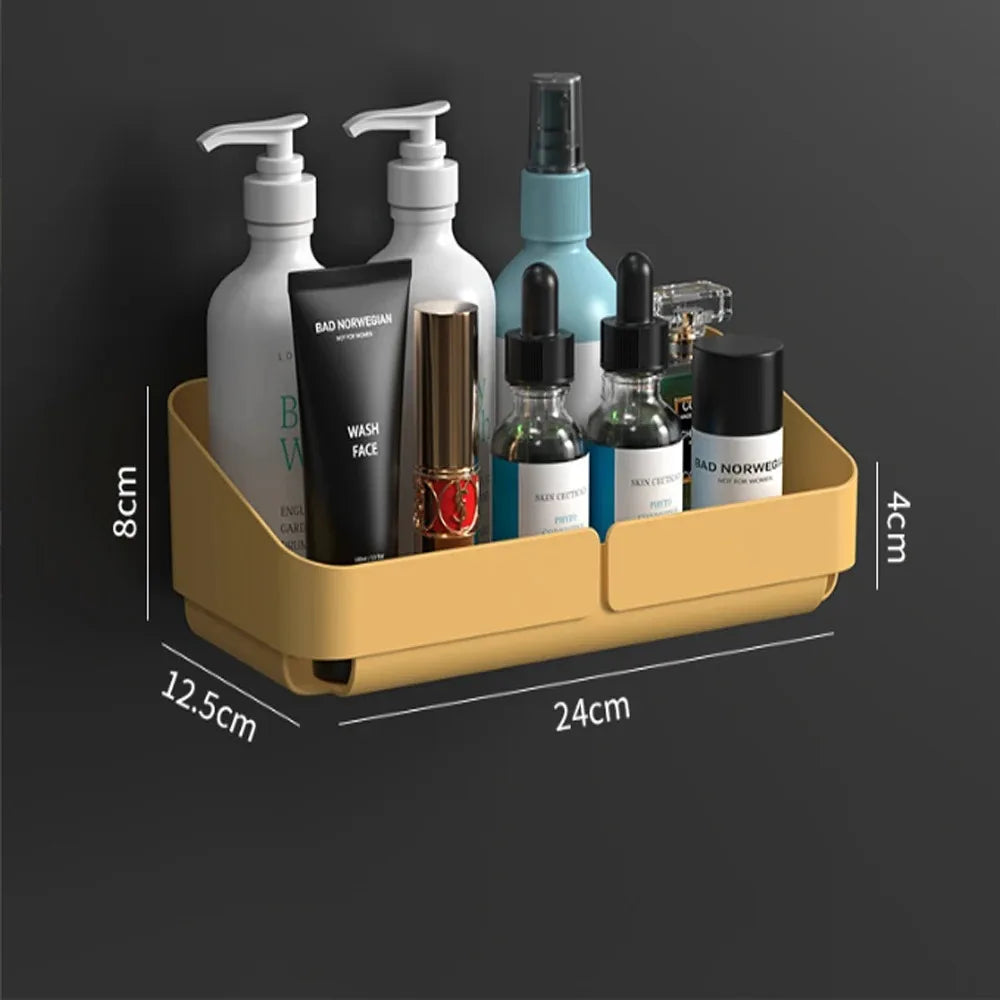No-Drill Bathroom Shower Shelf – Wall-Mounted Shampoo &amp; Spice Rack Organizer