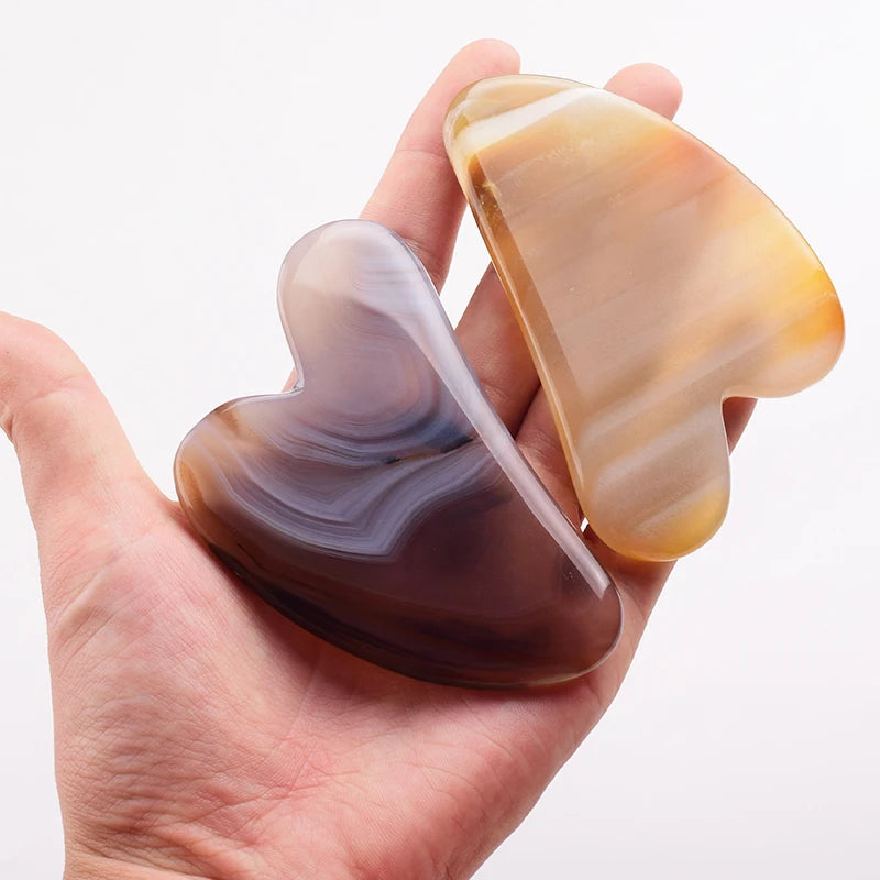 Grey Agate Jade Roller &amp; Gua Sha Scraper – Natural Face &amp; Body Massager