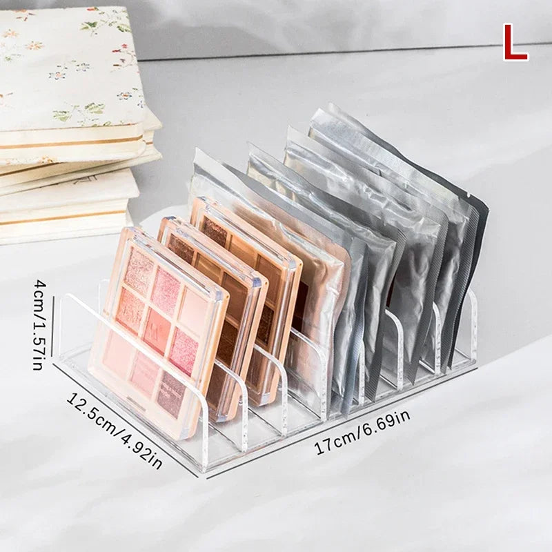 7-Compartment Clear Makeup Organizer Box – Stackable Cosmetic Display Shelf