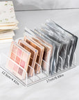 7-Compartment Clear Makeup Organizer Box – Stackable Cosmetic Display Shelf