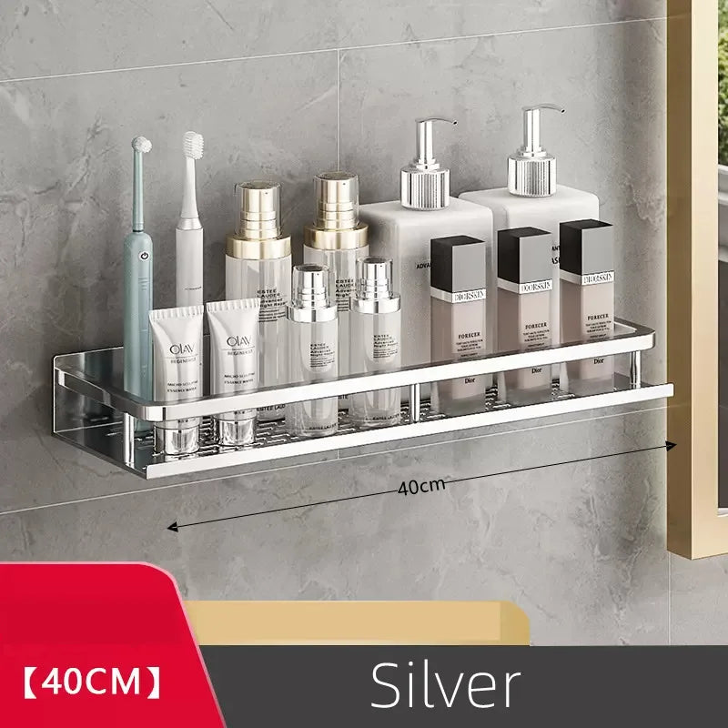 Bathroom Shower Storage Rack – 30-50cm Silver Space Aluminium Shampoo Holder Shelf