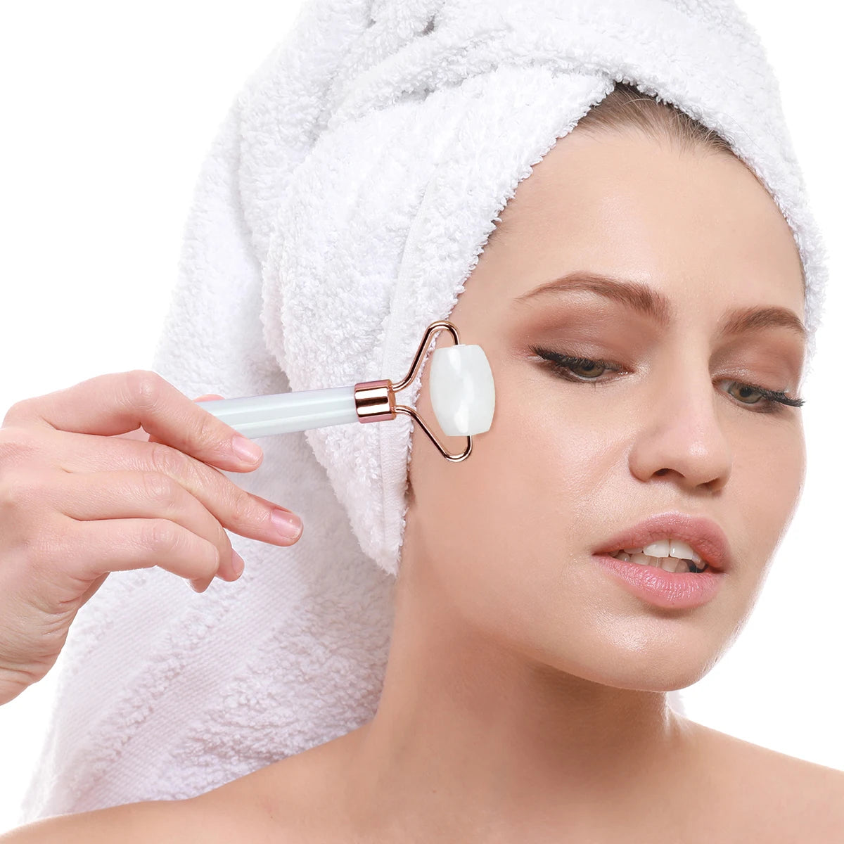 Natural Jade Eye &amp; Face Roller Massager – Mini Portable Skincare Tool