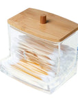 Bathroom Organizer Accessories Set – Cotton Ball Dispenser & Clear Plastic Organizer Jars