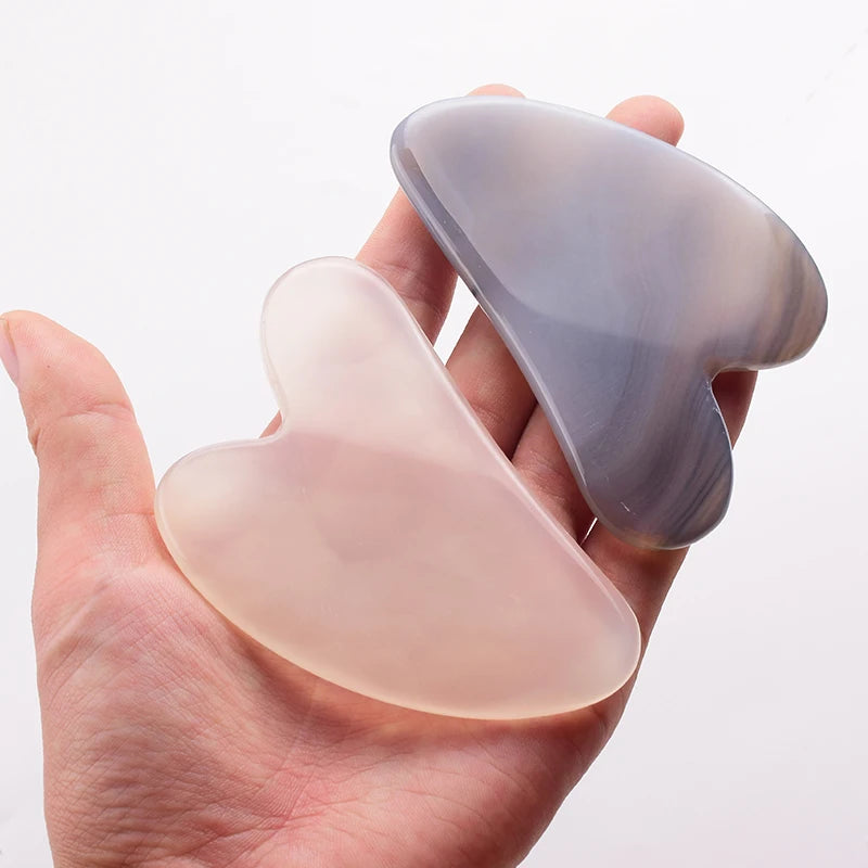 Grey Agate Jade Roller &amp; Gua Sha Scraper – Natural Face &amp; Body Massager