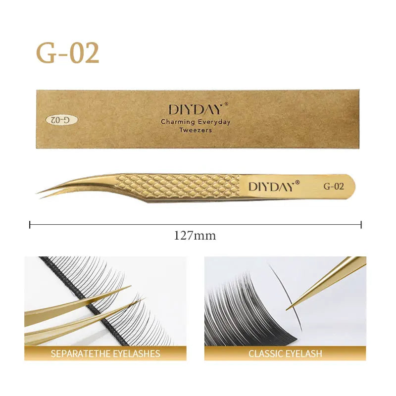 DIYDAY Anti-Slip Fiber Tip Eyelash Extension Tweezers – Precision Stainless Steel Tool