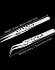 2-Piece Anti-Static Industrial Tweezers – Curved & Straight Stainless Steel for Electronics & DIY