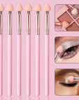 6-Piece Pink Eye Makeup Brush Set – Sponge Eyeshadow, Blending & Concealer Brushes