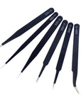 6-Piece Anti-Static ESD Tweezers Set – Precision Curved & Straight Tools