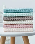 Waffle Cotton Face Towel – Soft Plaid Hand & Hair Shower Towel for Adults (34x74cm)