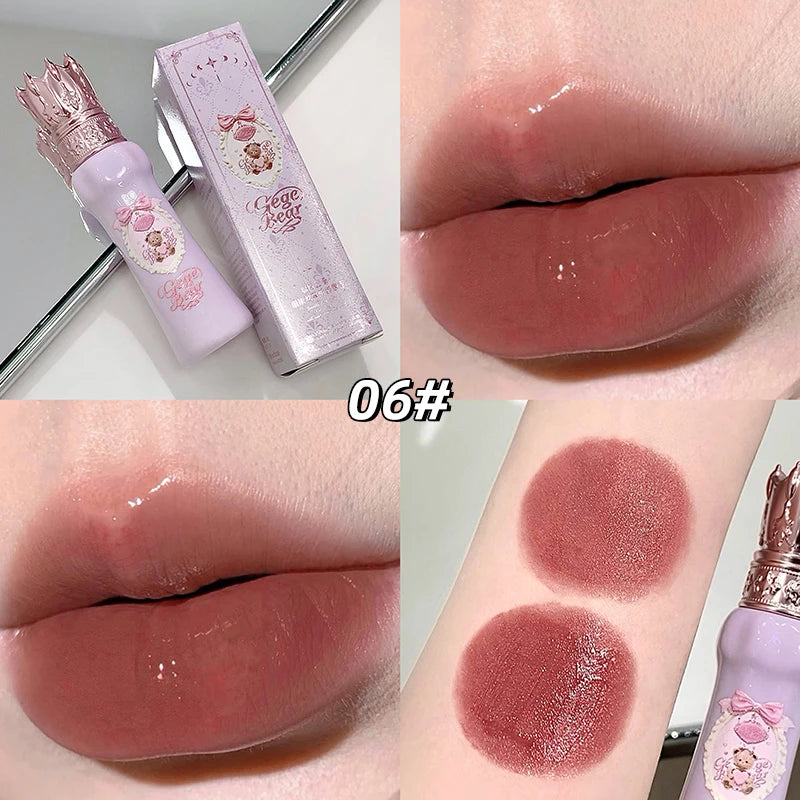 Gege Bear Velvet Matte Lip Mud – Waterproof Non-Stick Coral Red &amp; Nude Lip Tint