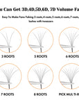 MASSCAKU 1-Second Blooming Eyelash Extensions – 8-20mm Matte Black Volume Lashes