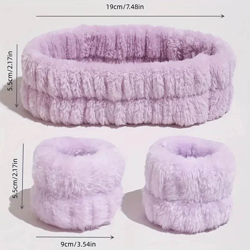 Face Wash Headband &amp; Wrist Washband Set – Scrunchie Cuffs for Women &amp; Girls