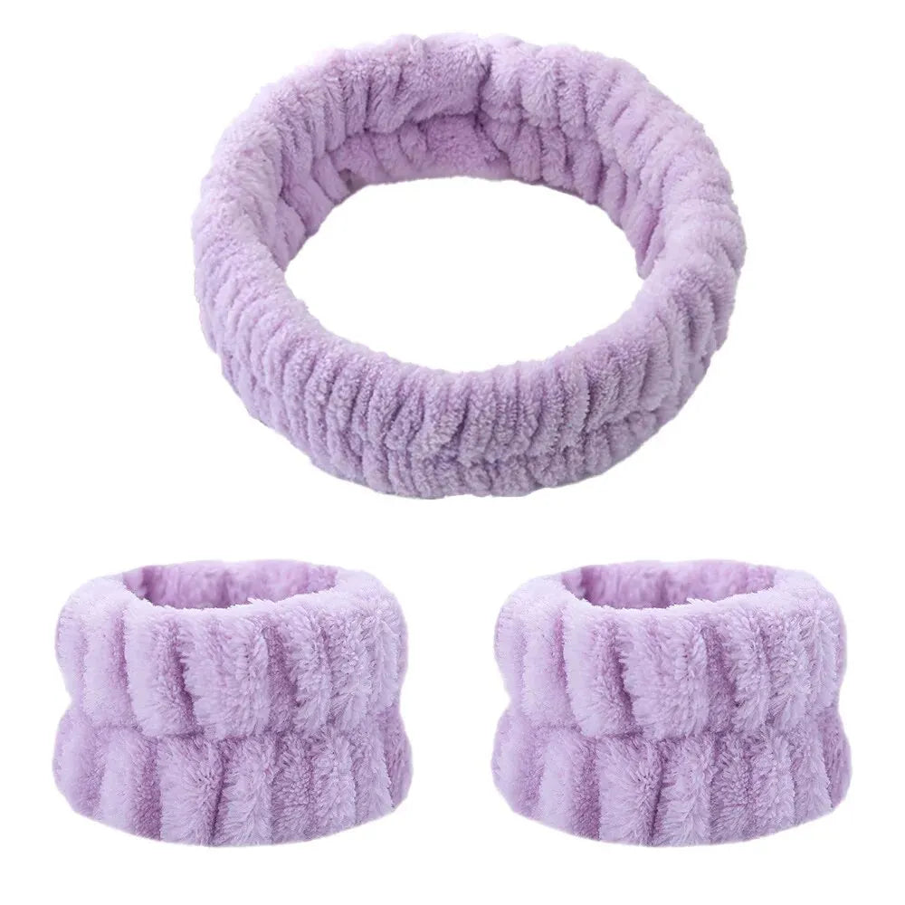 Face Wash Wristband &amp; Headband Set – Absorbent Waterproof Wristbands for Women