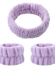 Face Wash Wristband & Headband Set – Absorbent Waterproof Wristbands for Women