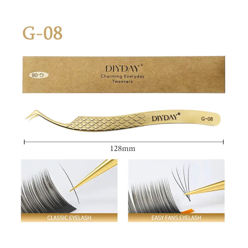 DIYDAY Anti-Slip Fiber Tip Eyelash Extension Tweezers – Precision Stainless Steel Tool