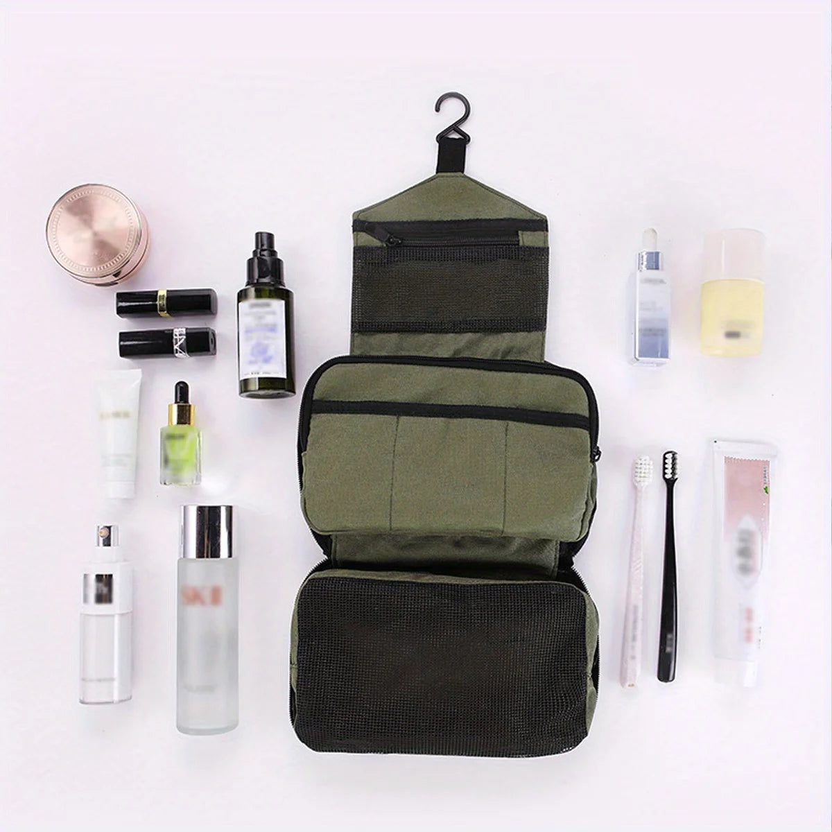 Large Foldable Hanging Toiletry Bag – Waterproof Travel Organizer