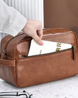 PU Leather Hanging Toiletry Bag – Large Dopp Kit for Men & Women