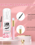 Eyelash Extension Shampoo Kit – 100ml Foaming Lash Cleanser with Brush & Mascara Wand