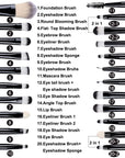 20-Piece Eye Shadow Makeup Brush Set – Soft Bristle Eyebrow & Eyeliner Brushes