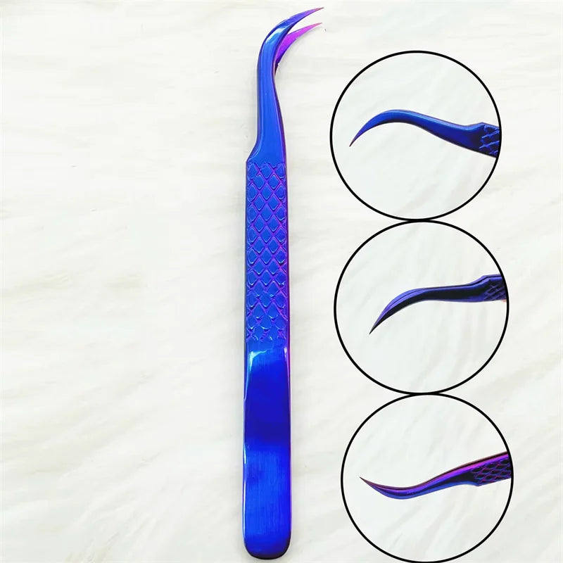 False Eyelash Tweezers – Curved Strip Lash &amp; Eyebrow Hair Clip for Nail Art &amp; Makeup