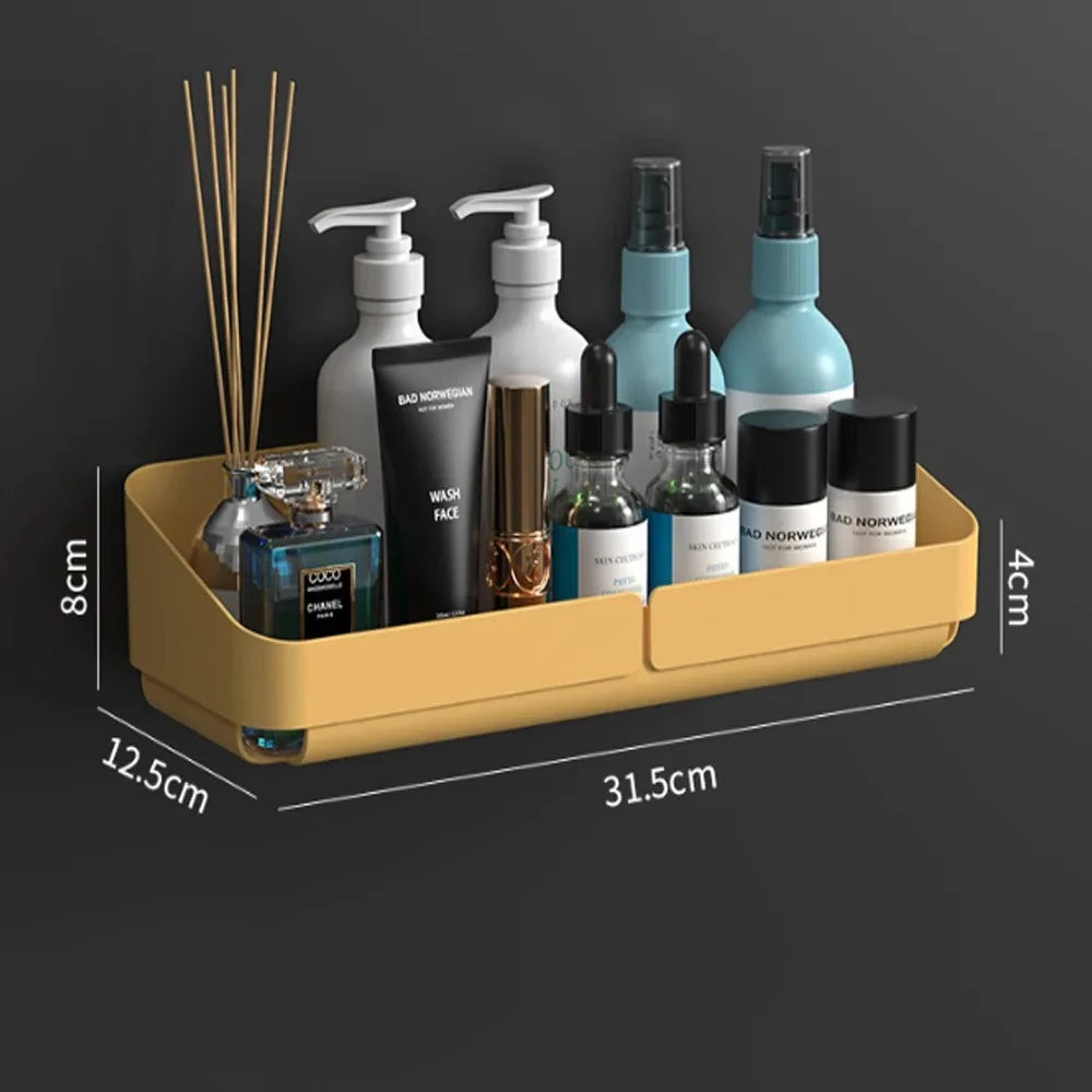 No-Drill Bathroom Shower Shelf – Wall-Mounted Shampoo &amp; Spice Rack Organizer