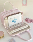 3-Layer Pink Bow Travel Toiletry Bag – Large Capacity Cosmetic Organizer