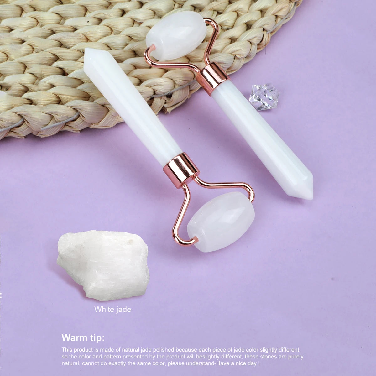 Natural Jade Eye &amp; Face Roller Massager – Mini Portable Skincare Tool