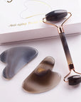 Grey Agate Jade Roller & Gua Sha Scraper – Natural Face & Body Massager