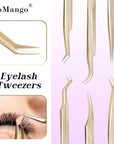 CoMango Wood Grain Anti-Slip Eyelash Extension Tweezers – Premium Gold Stainless Steel