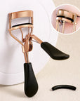 Portable Eyelash Curler with 15 Silicone Pads – Stainless Steel Extension & Curling Tool