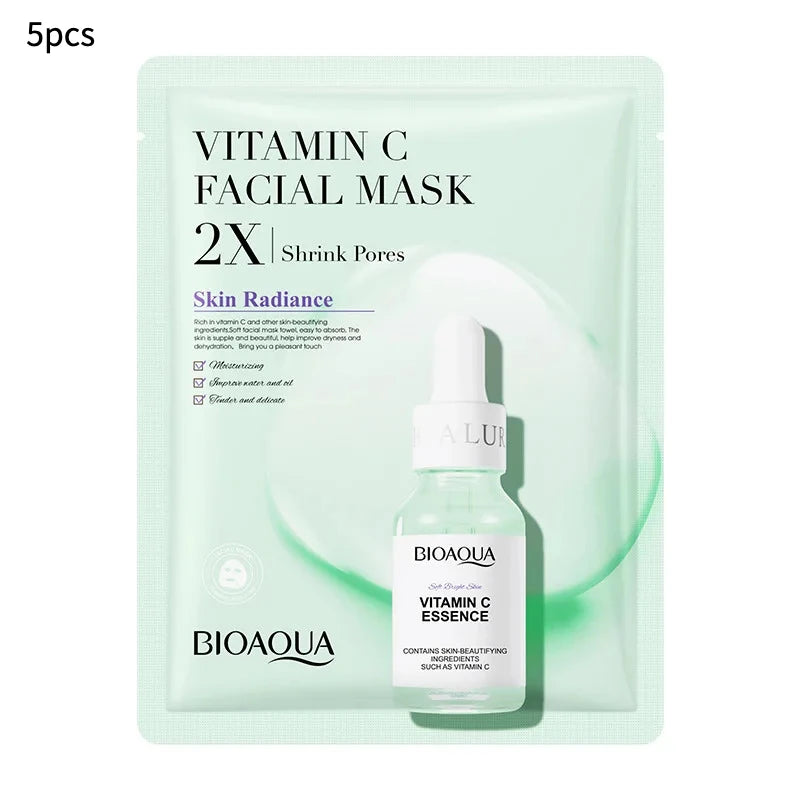 Centella Collagen Face Mask – Vitamin C Hyaluronic Acid Moisturizing Sheet Mask (5/20 Pack)
