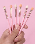 6-Piece Pink Eye Makeup Brush Set – Sponge Eyeshadow, Blending & Concealer Brushes