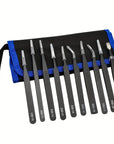 10-Piece Precision Anti-Static Tweezers Set – Stainless Steel with Storage Pouch