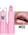 Metallic Pink Glitter Lipstick – Long-Lasting High Shine Diamond Nude Shimmer