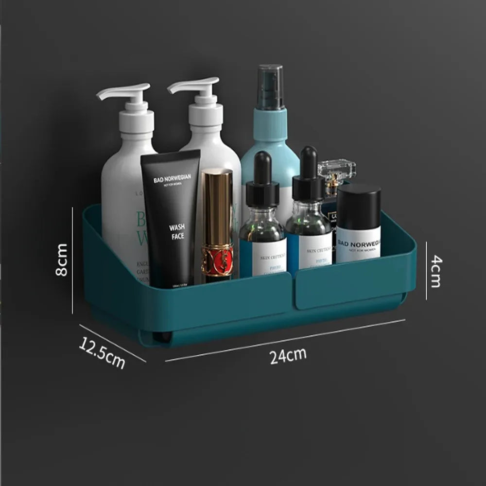 No-Drill Bathroom Shower Shelf – Wall-Mounted Shampoo &amp; Spice Rack Organizer