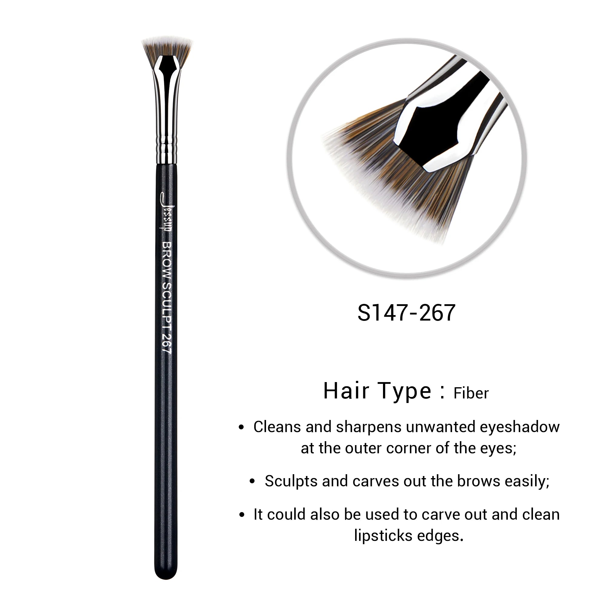 Jessup Ultra-Thin Eyebrow Brush – Precision Tapered Lash Line Makeup Brush (S142)