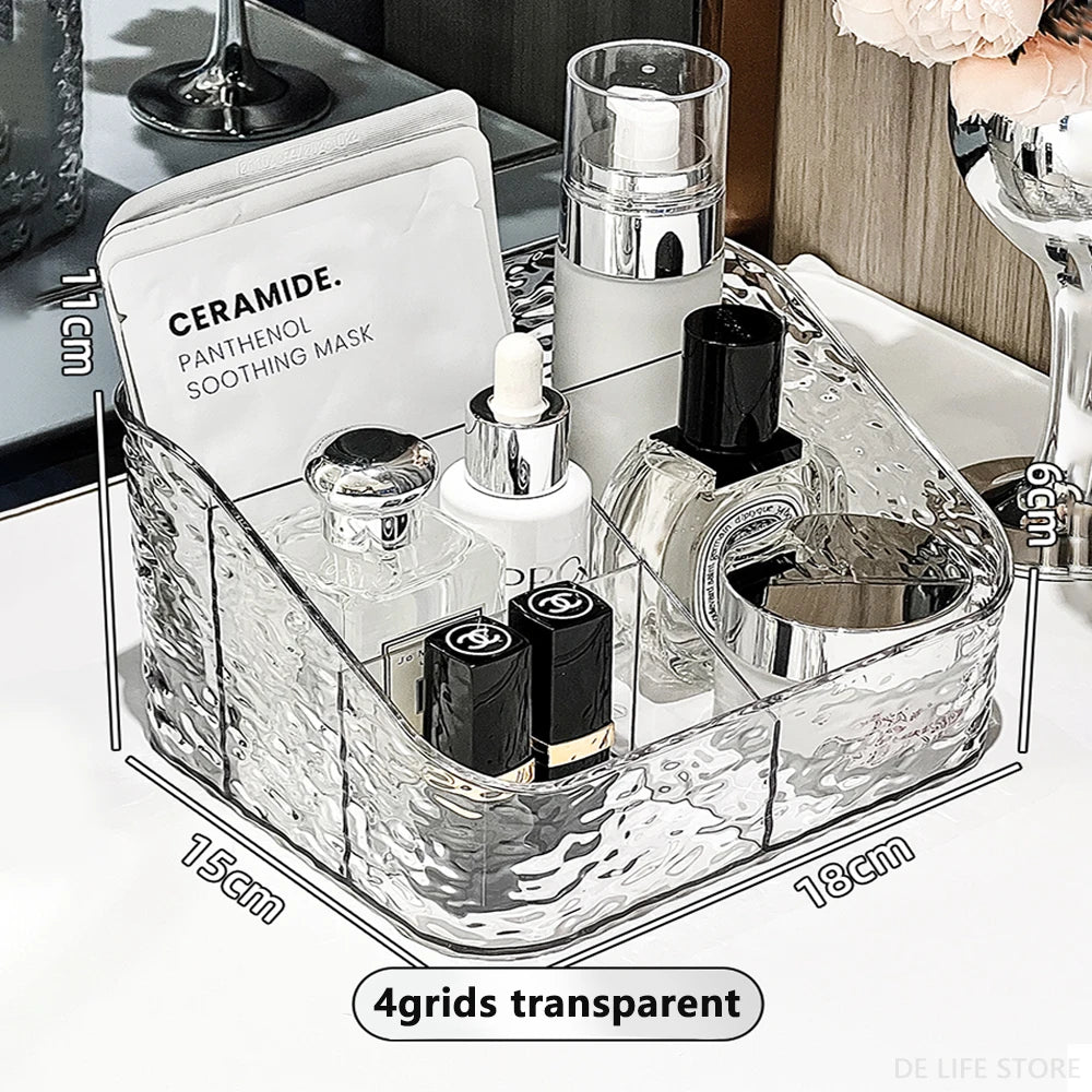 Clear Acrylic Makeup Organizer – Vanity Cosmetic Storage Box with Lipstick Holder