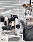 Clear Acrylic Makeup Organizer – Vanity Cosmetic Storage Box with Lipstick Holder