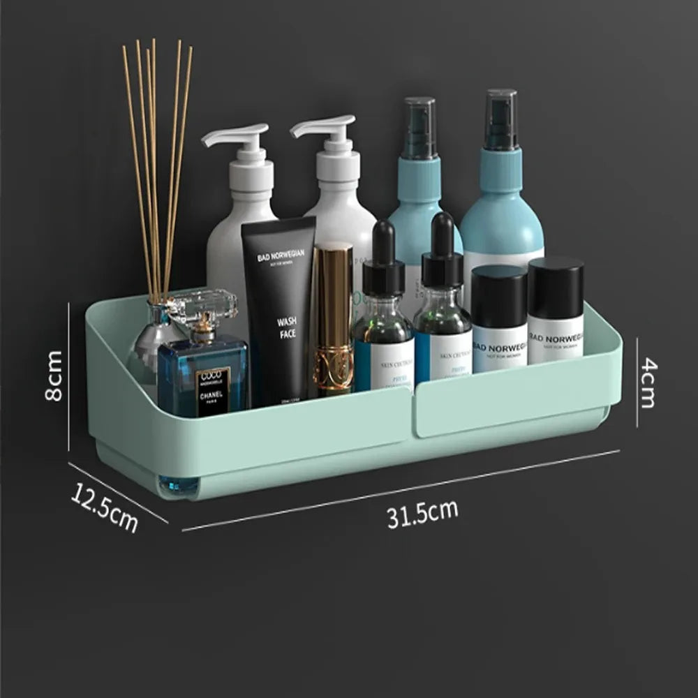 No-Drill Bathroom Shower Shelf – Wall-Mounted Shampoo &amp; Spice Rack Organizer