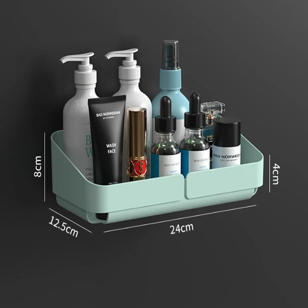 No-Drill Bathroom Shower Shelf – Wall-Mounted Shampoo &amp; Spice Rack Organizer