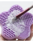 Seashell Makeup Brush Cleaning Mat – Universal Scrubber Pad & Washing Box for Cosmetic Brushes