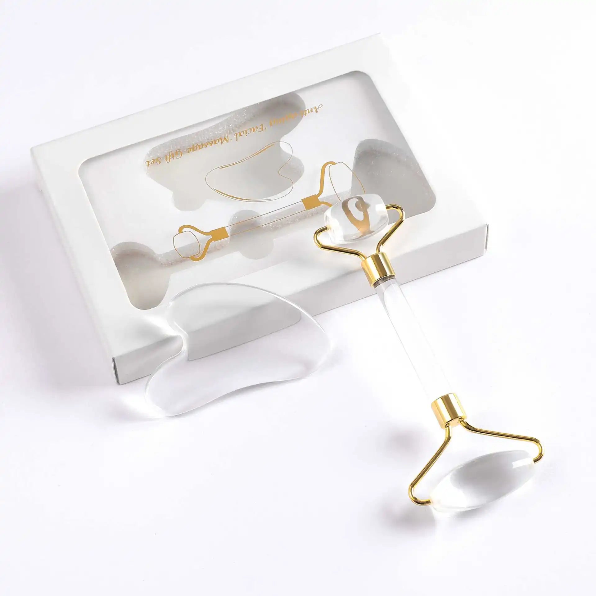 Jade Roller &amp; Gua Sha Facial Tool Set – Reduces Puffiness for Face, Neck &amp; Eyes