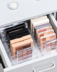 7-Compartment Clear Makeup Organizer Box – Stackable Cosmetic Display Shelf